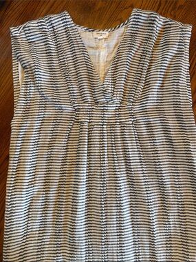 Cost Plus World Market Black and White Striped V-Neck Dress
